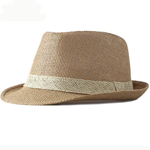 Classic Straw Trilby Hat with Contrasting Band