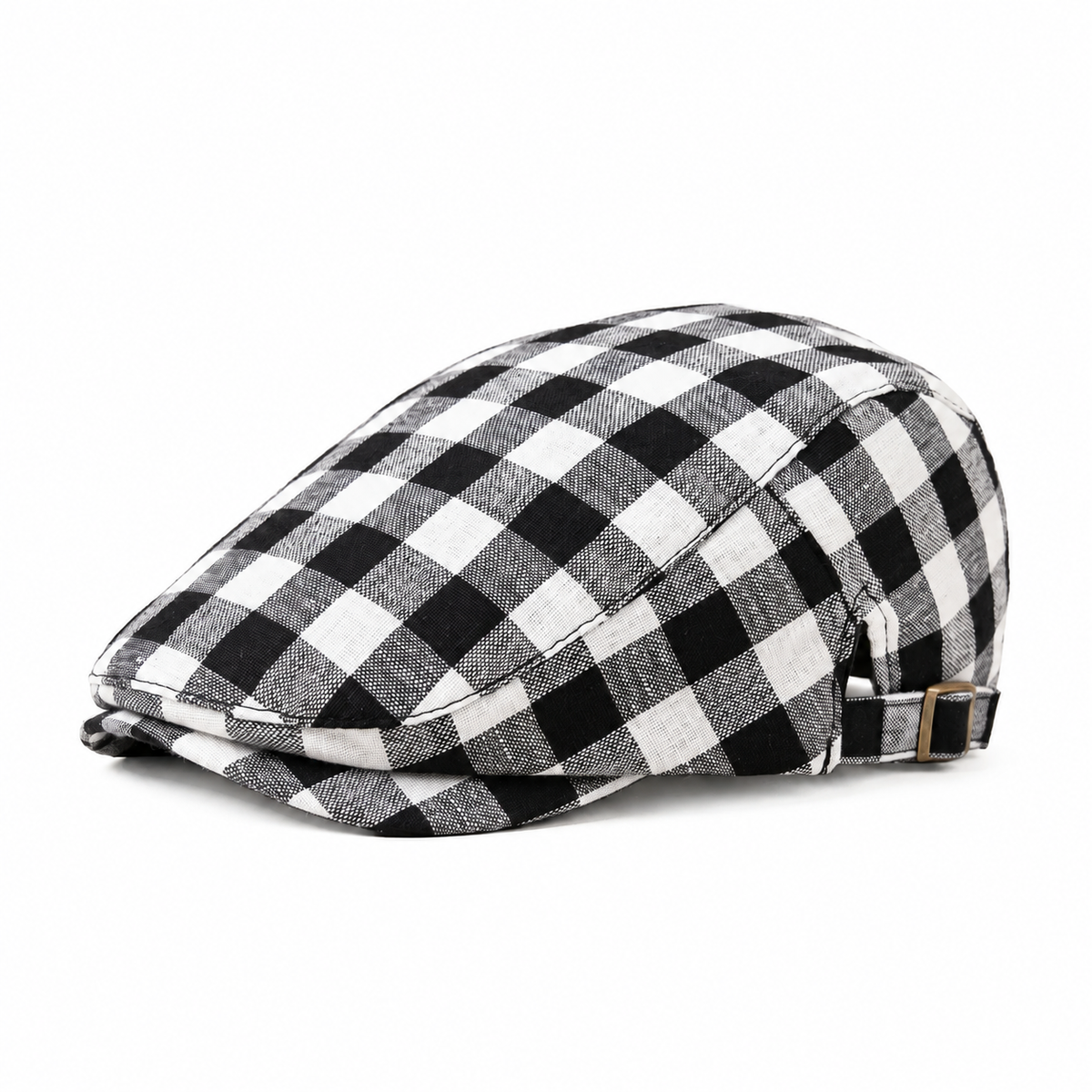 Cambridge Gingham Cotton Flat Cap