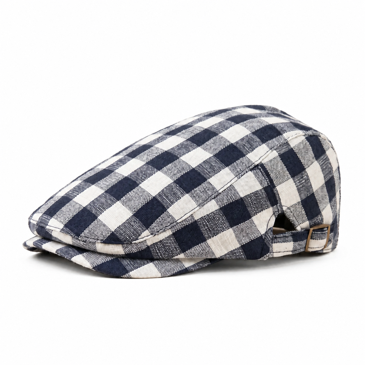 Cambridge Gingham Cotton Flat Cap