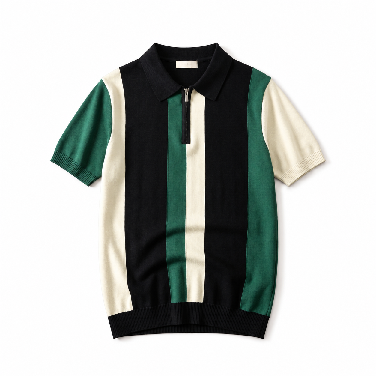 Men’s Striped Knit Zip Polo