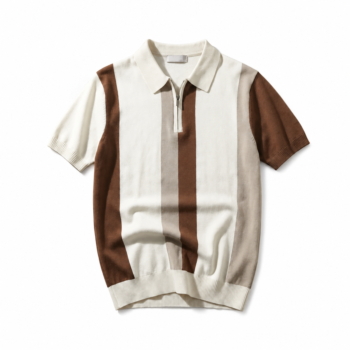 Men’s Striped Knit Zip Polo