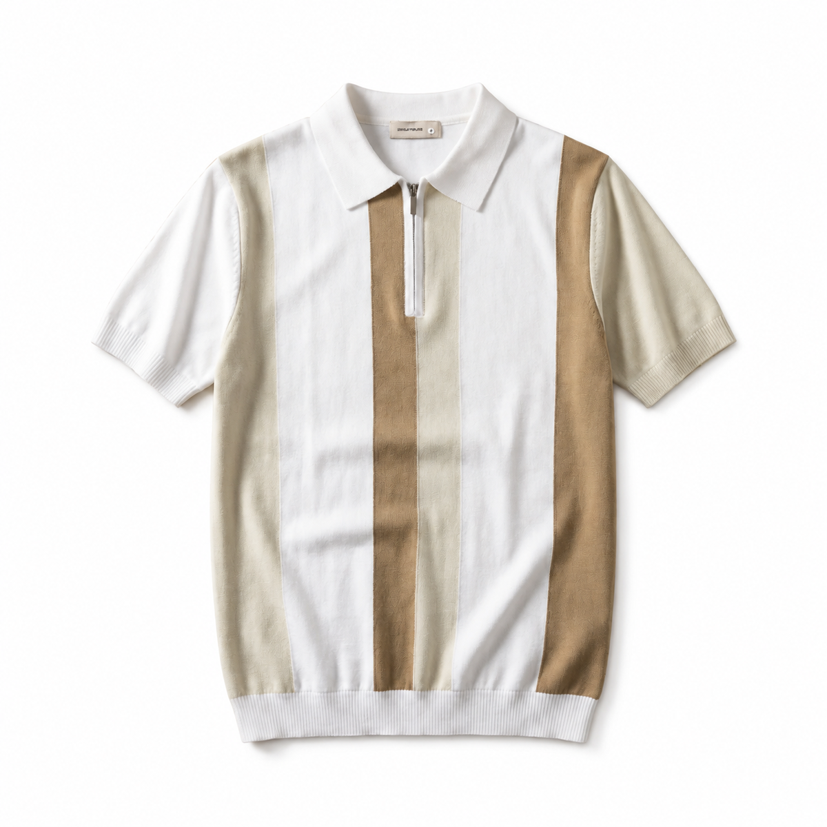 Men’s Striped Knit Zip Polo