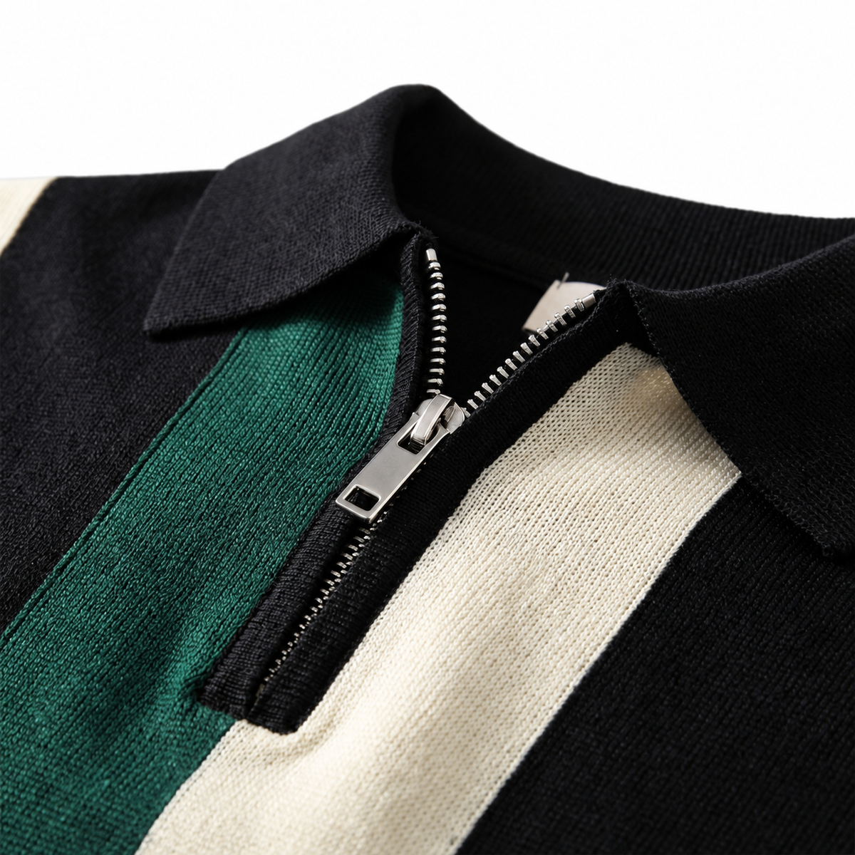 Men’s Striped Knit Zip Polo