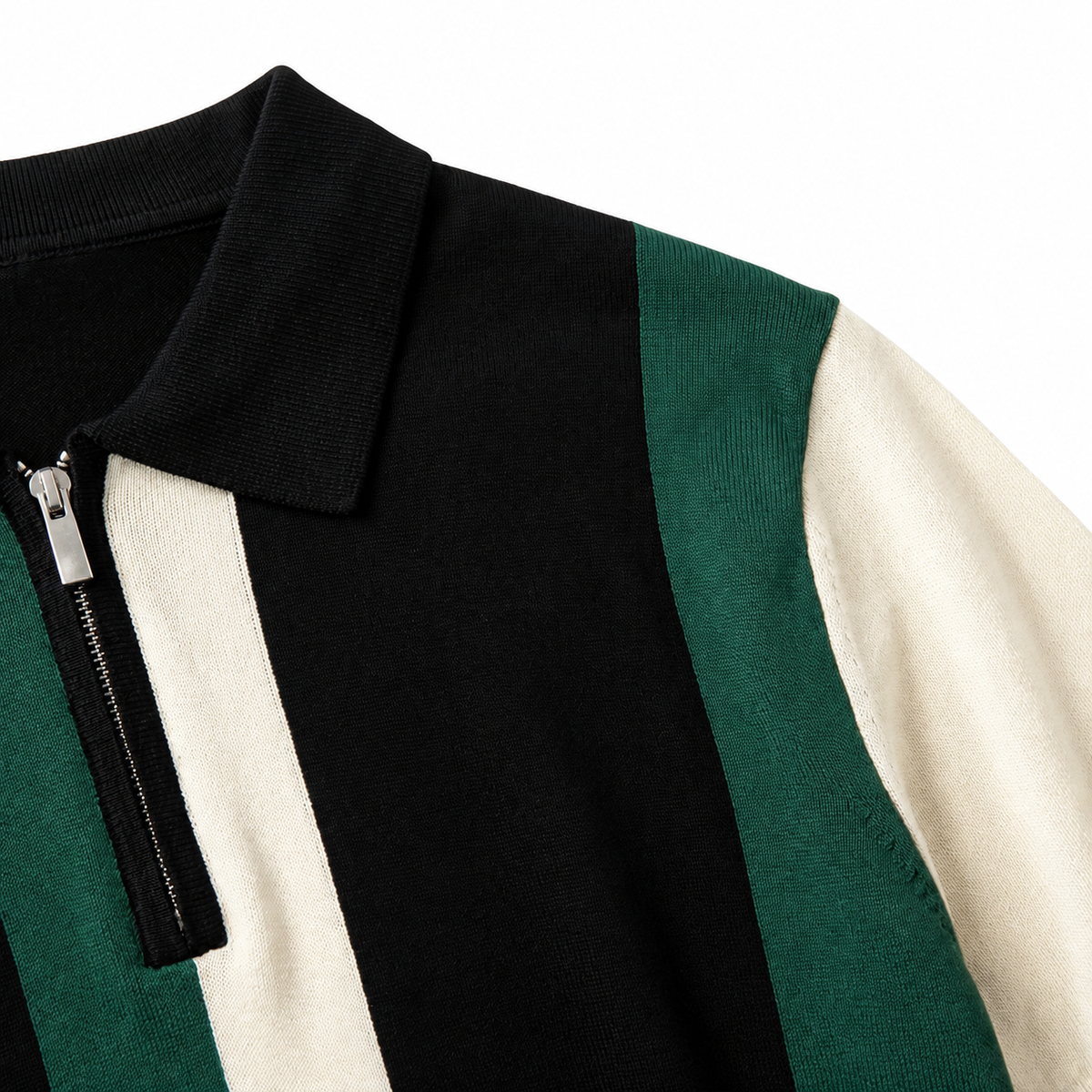 Men’s Striped Knit Zip Polo