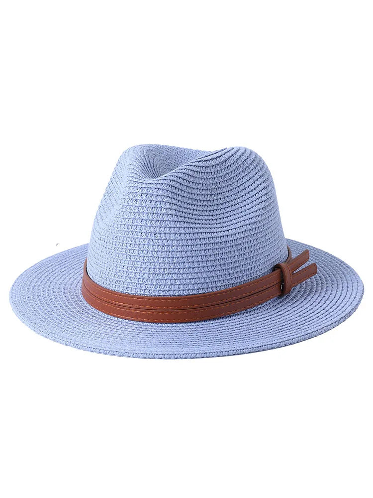 Classic Straw Panama Hat with Tan Leather Band