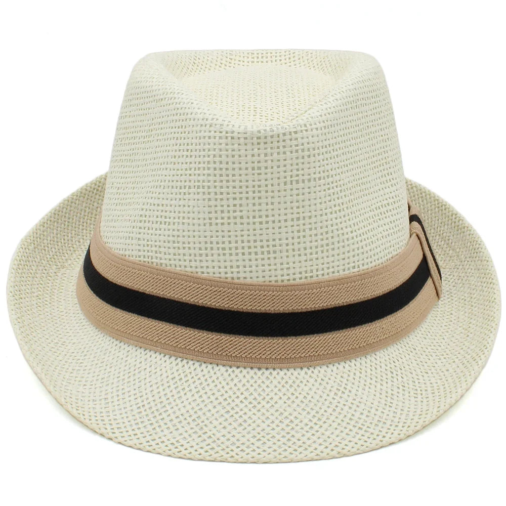 Classic Straw Trilby Hat with Contrasting Band