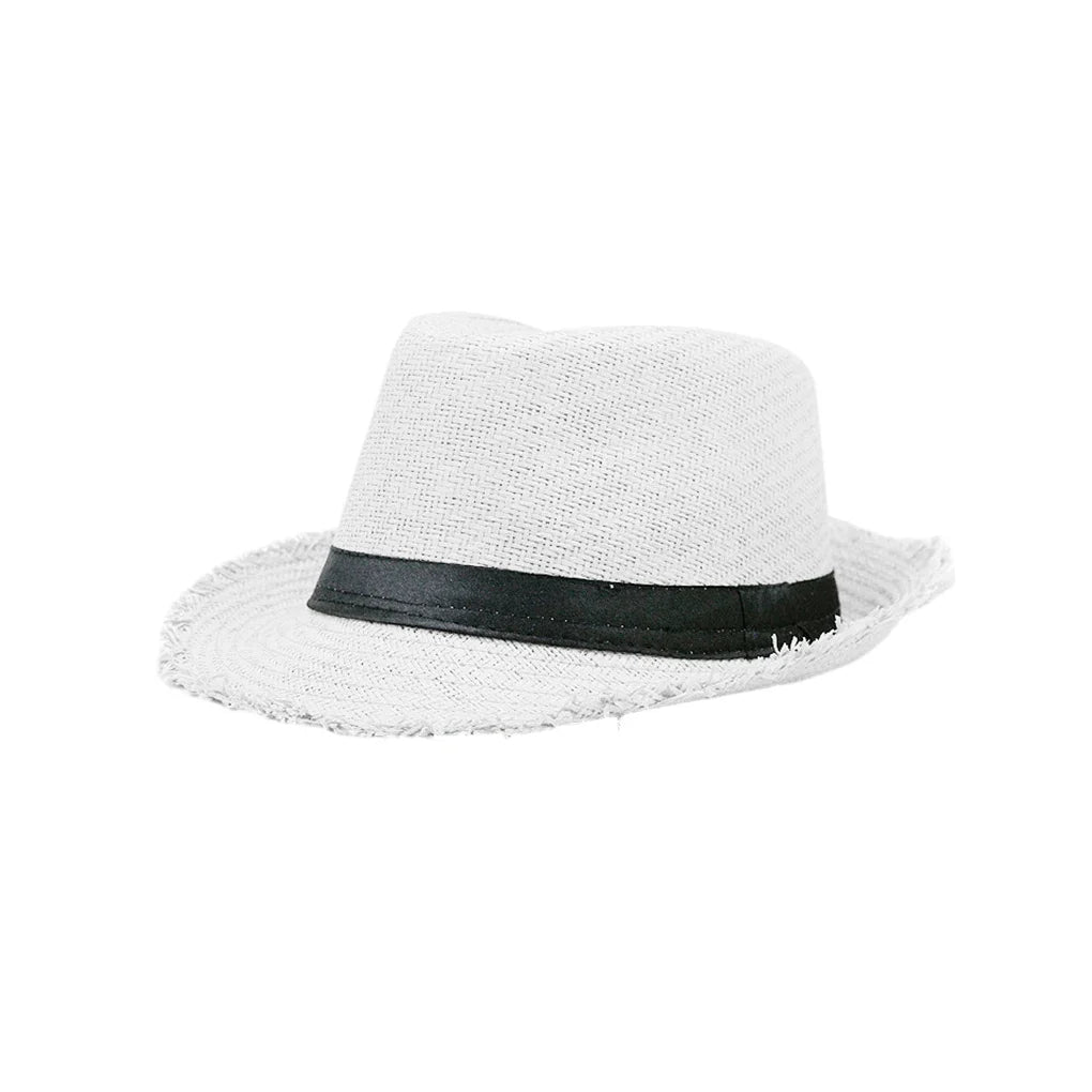 Summer Straw Trilby with Frayed Brim