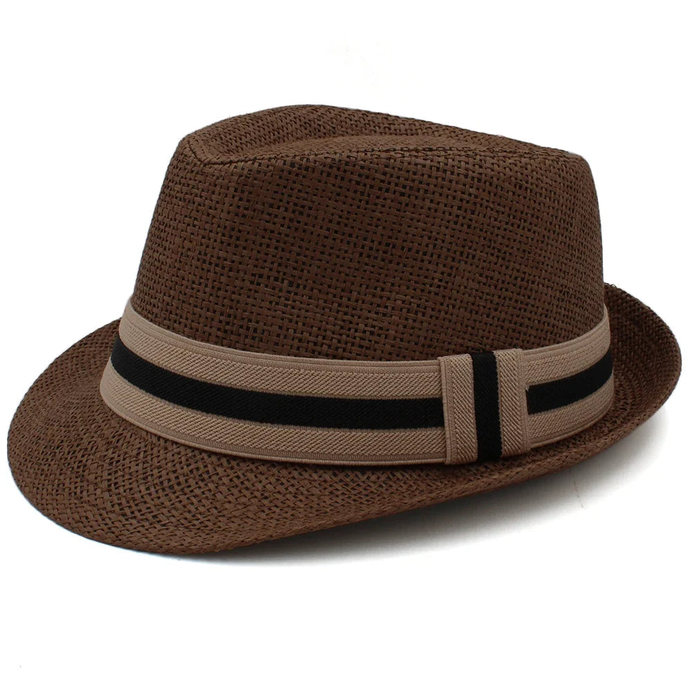 Classic Straw Trilby Hat with Contrasting Band