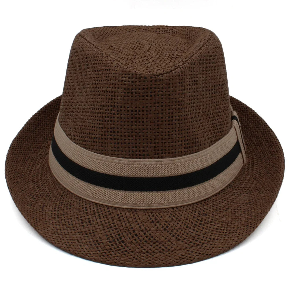 Classic Straw Trilby Hat with Contrasting Band