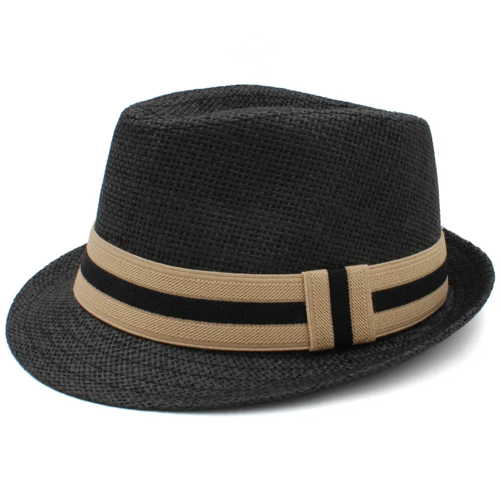 Classic Straw Trilby Hat with Contrasting Band