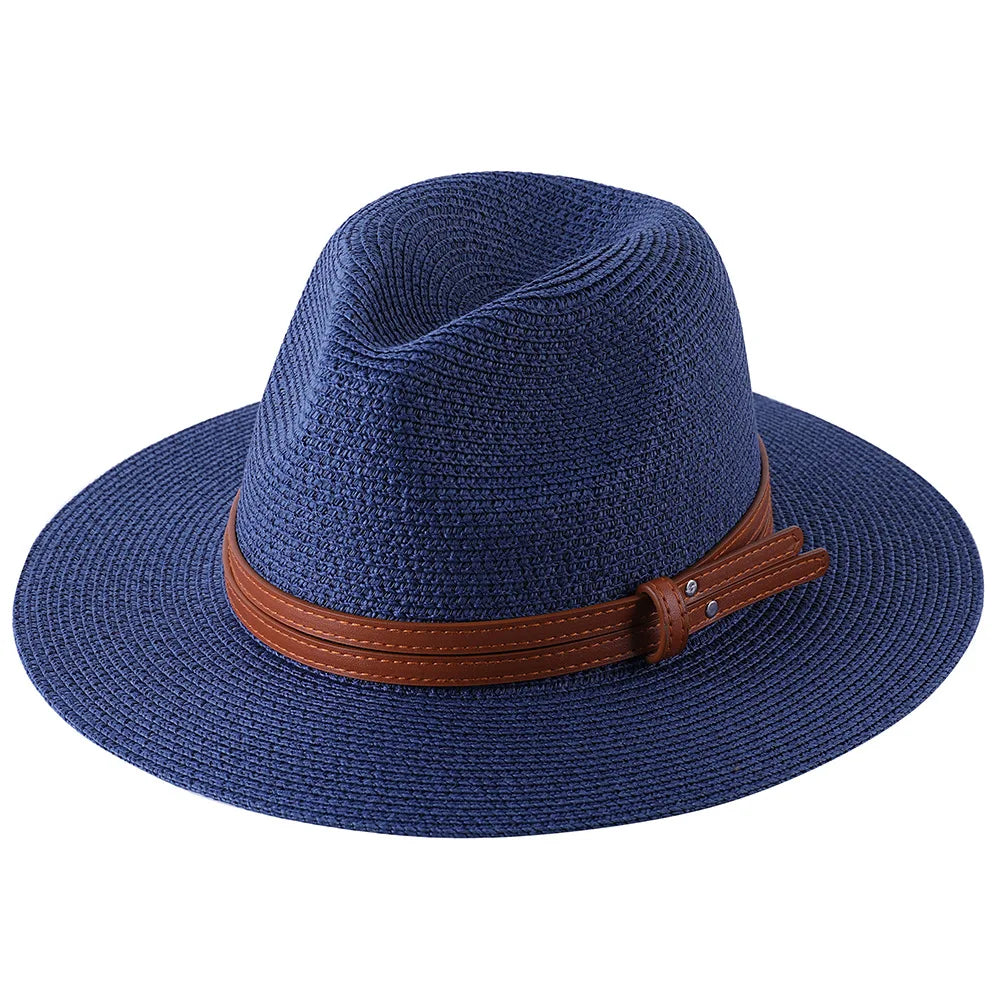 Classic Straw Panama Hat with Tan Leather Band