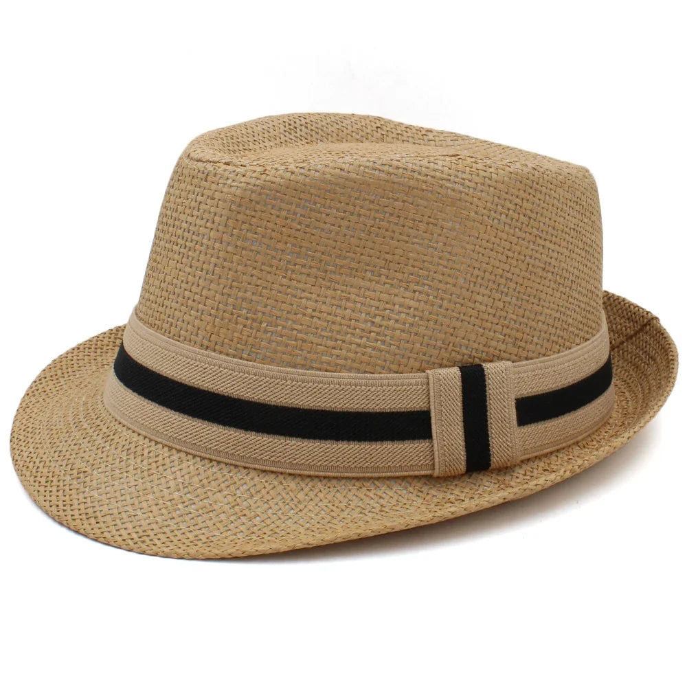 Classic Straw Trilby Hat with Contrasting Band