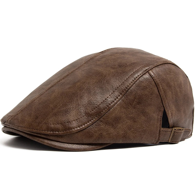 Men's Faux Leather Flat Cap