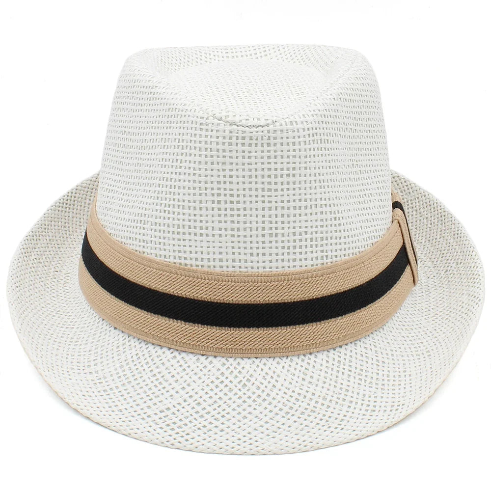 Classic Straw Trilby Hat with Contrasting Band