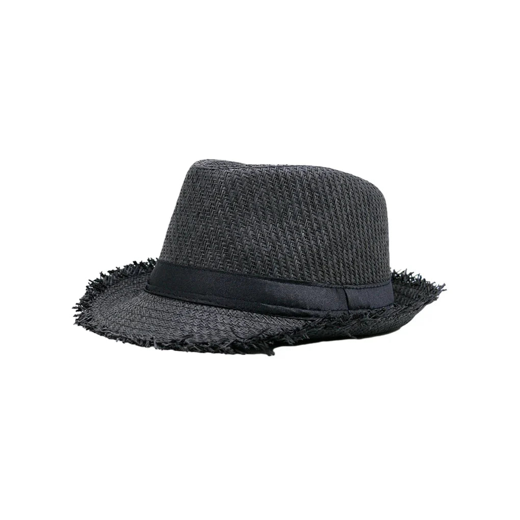Summer Straw Trilby with Frayed Brim