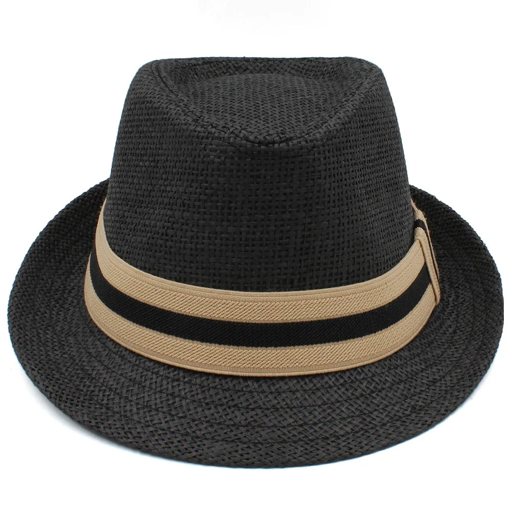 Classic Straw Trilby Hat with Contrasting Band