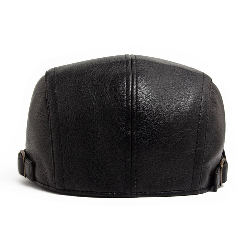 Men's Faux Leather Flat Cap