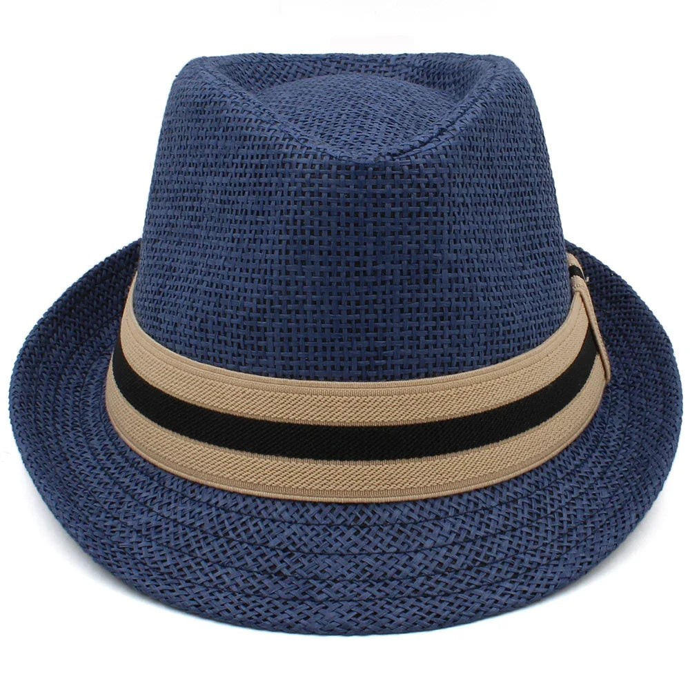 Classic Straw Trilby Hat with Contrasting Band