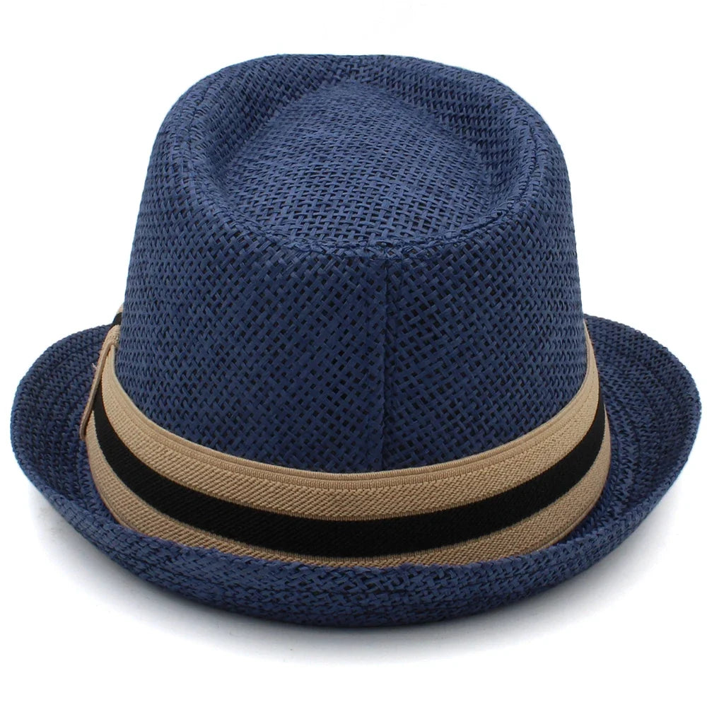 Classic Straw Trilby Hat with Contrasting Band