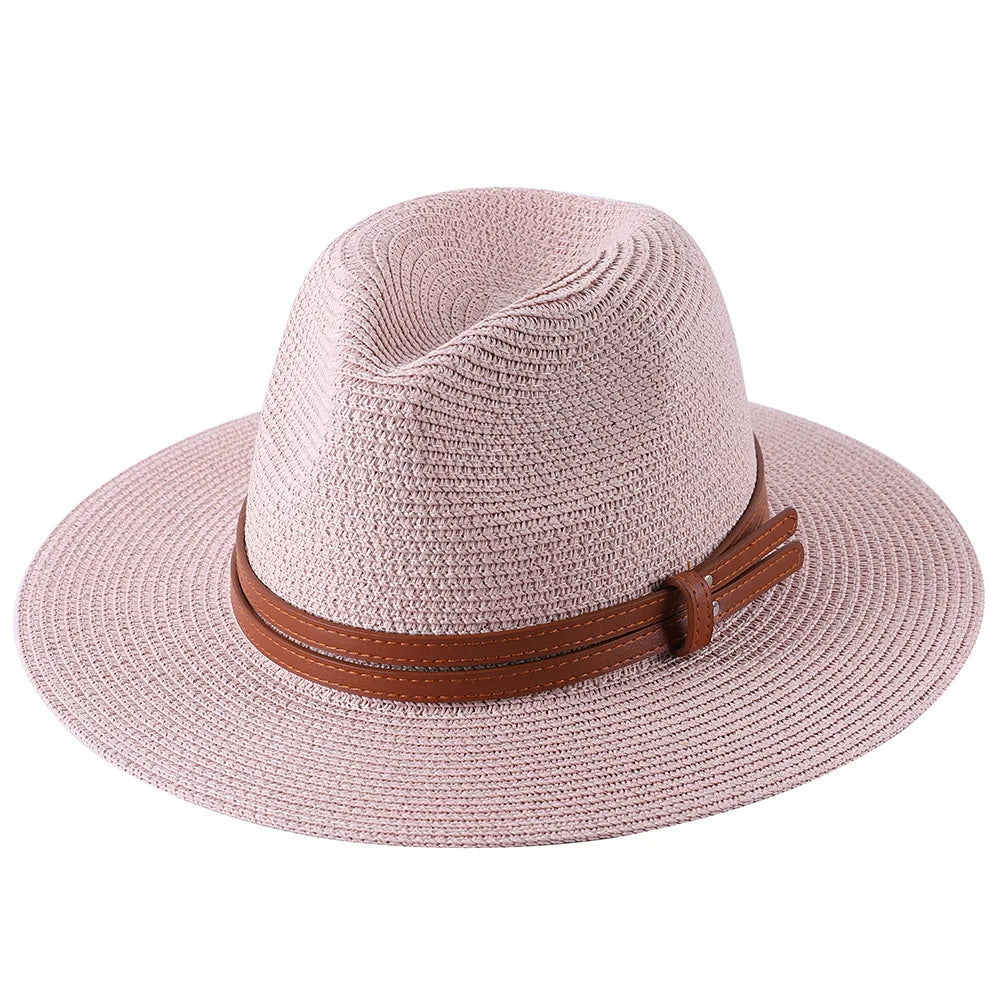Classic Straw Panama Hat with Tan Leather Band