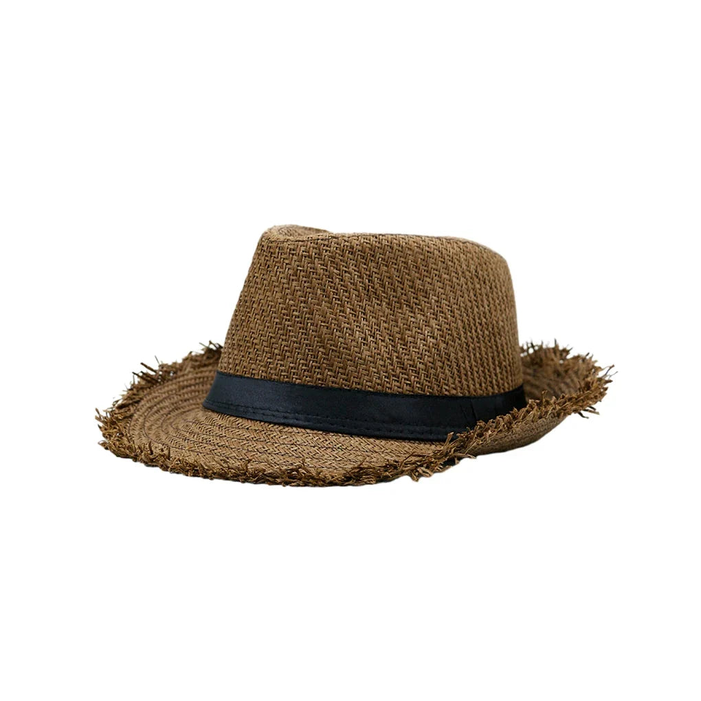 Summer Straw Trilby with Frayed Brim