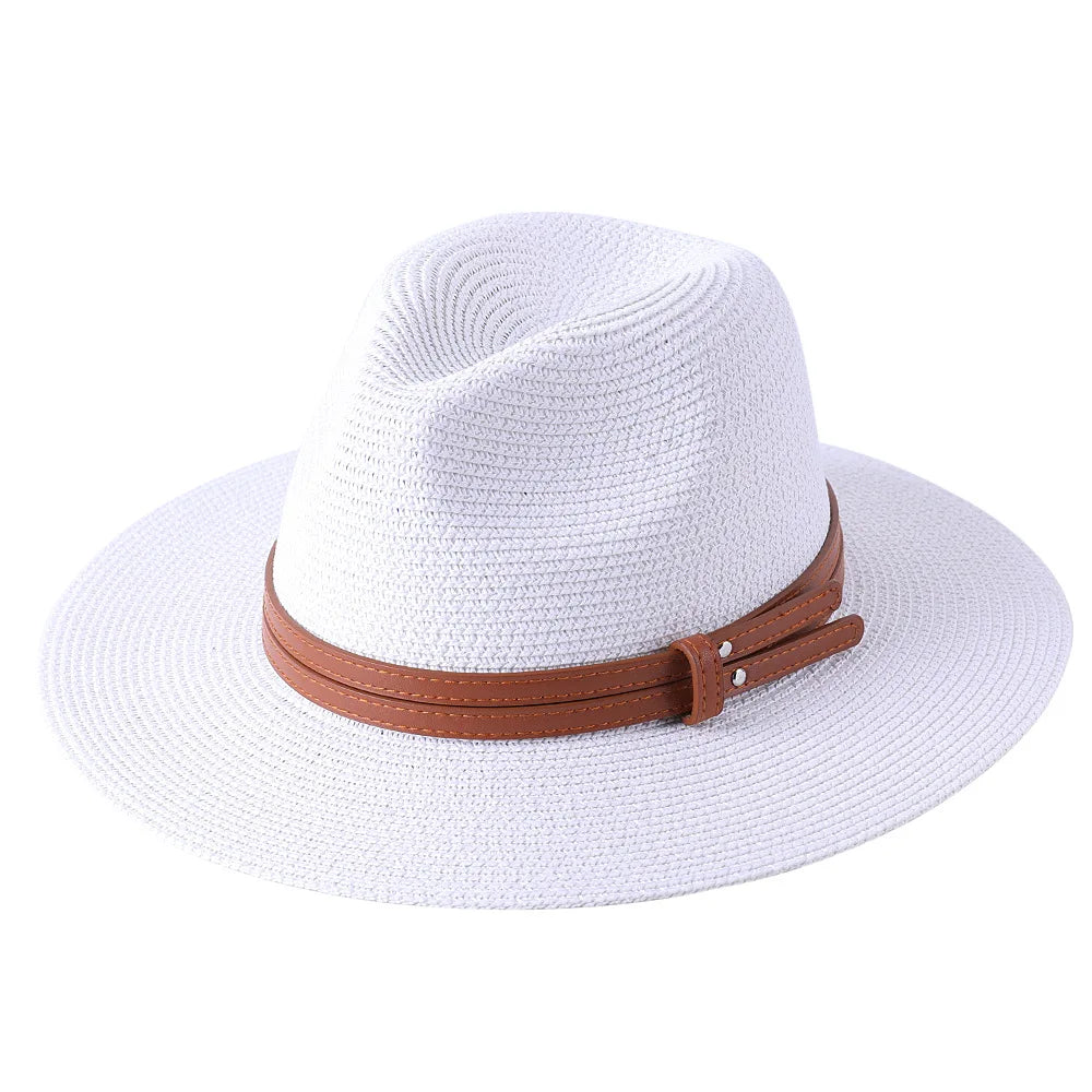 Classic Straw Panama Hat with Tan Leather Band