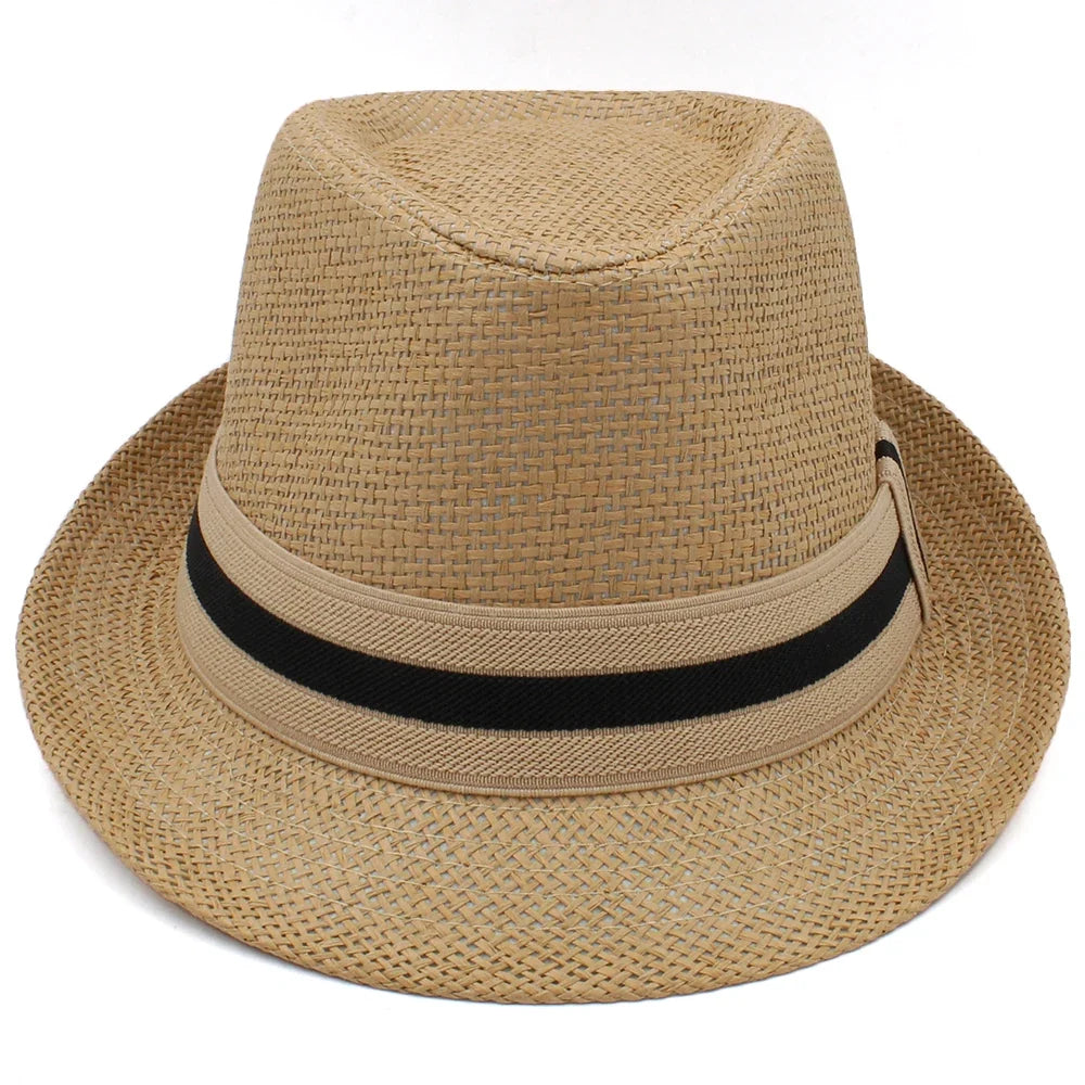 Classic Straw Trilby Hat with Contrasting Band