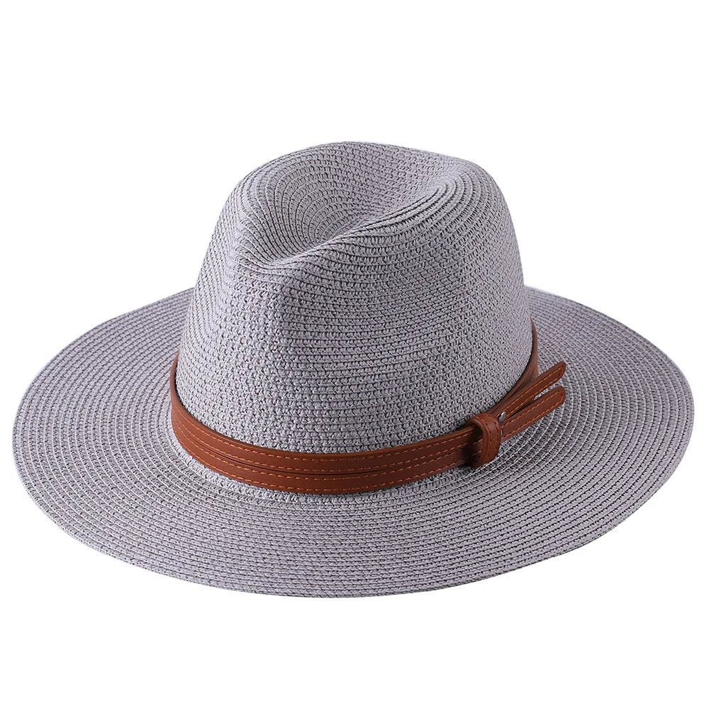 Classic Straw Panama Hat with Tan Leather Band