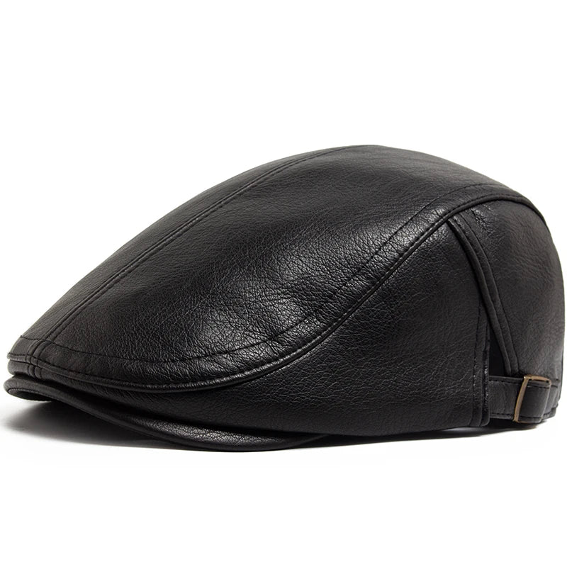 Men's Faux Leather Flat Cap