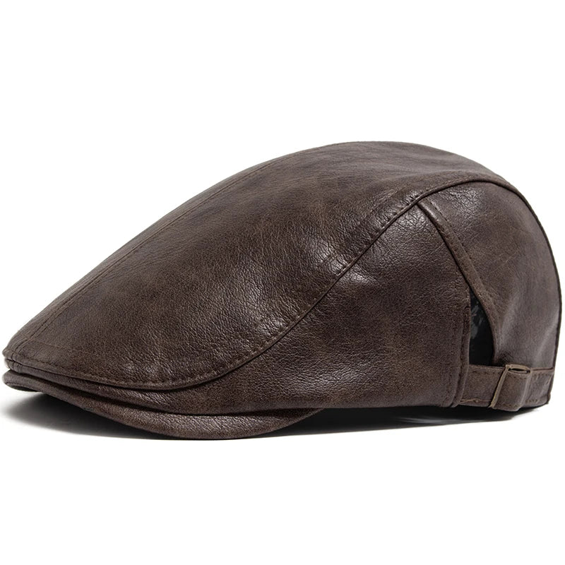 Men's Faux Leather Flat Cap