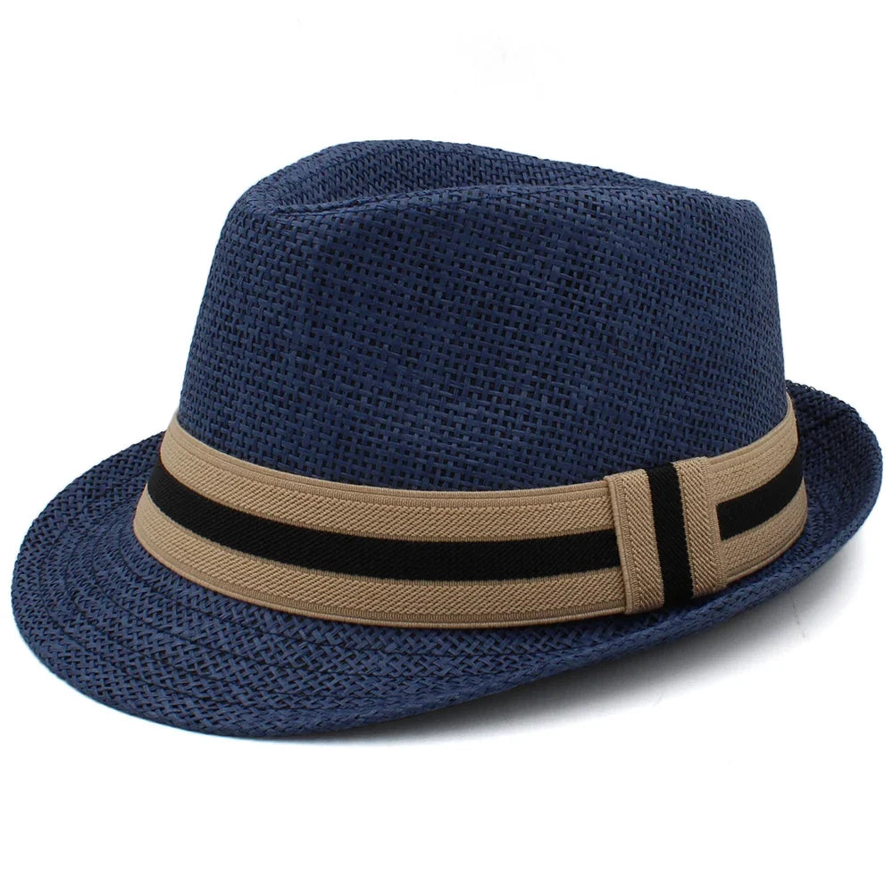 Classic Straw Trilby Hat with Contrasting Band