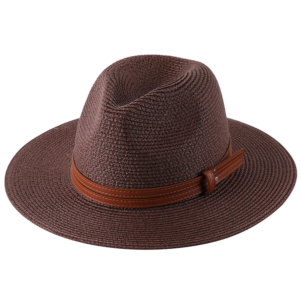 Classic Straw Panama Hat with Tan Leather Band